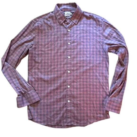 Faherty  The Movement Casual Button Down Shirt Size M Plaid Red Pink Gingham - Picture 2 of 10